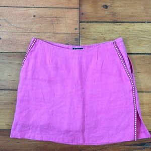 Golftini Barbie Core Y2K linen and polka dot golf skort. Pink mini skirt, summer